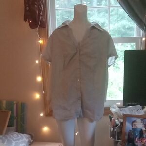 Gray And White Striped Button Up